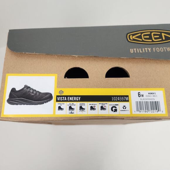 Keen Vista Energy Sneaker Women 6M Black Slip Resistant Carbon Toe - Picture 12 of 12